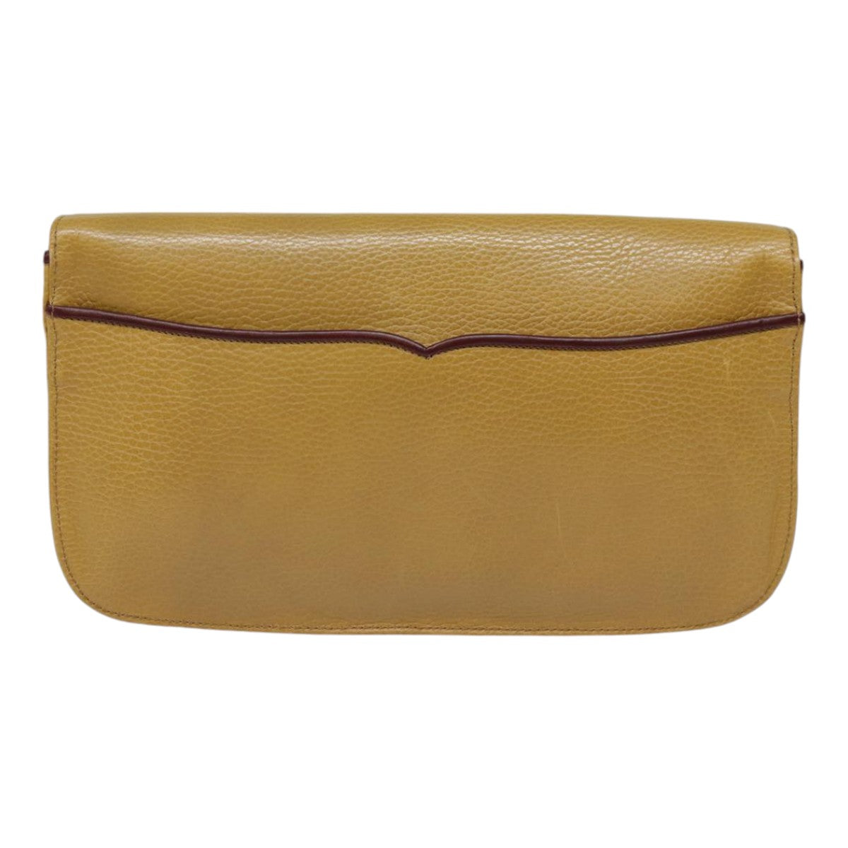 CARTIER Clutch Bag Leather Beige Gold Auth 88975 - 0