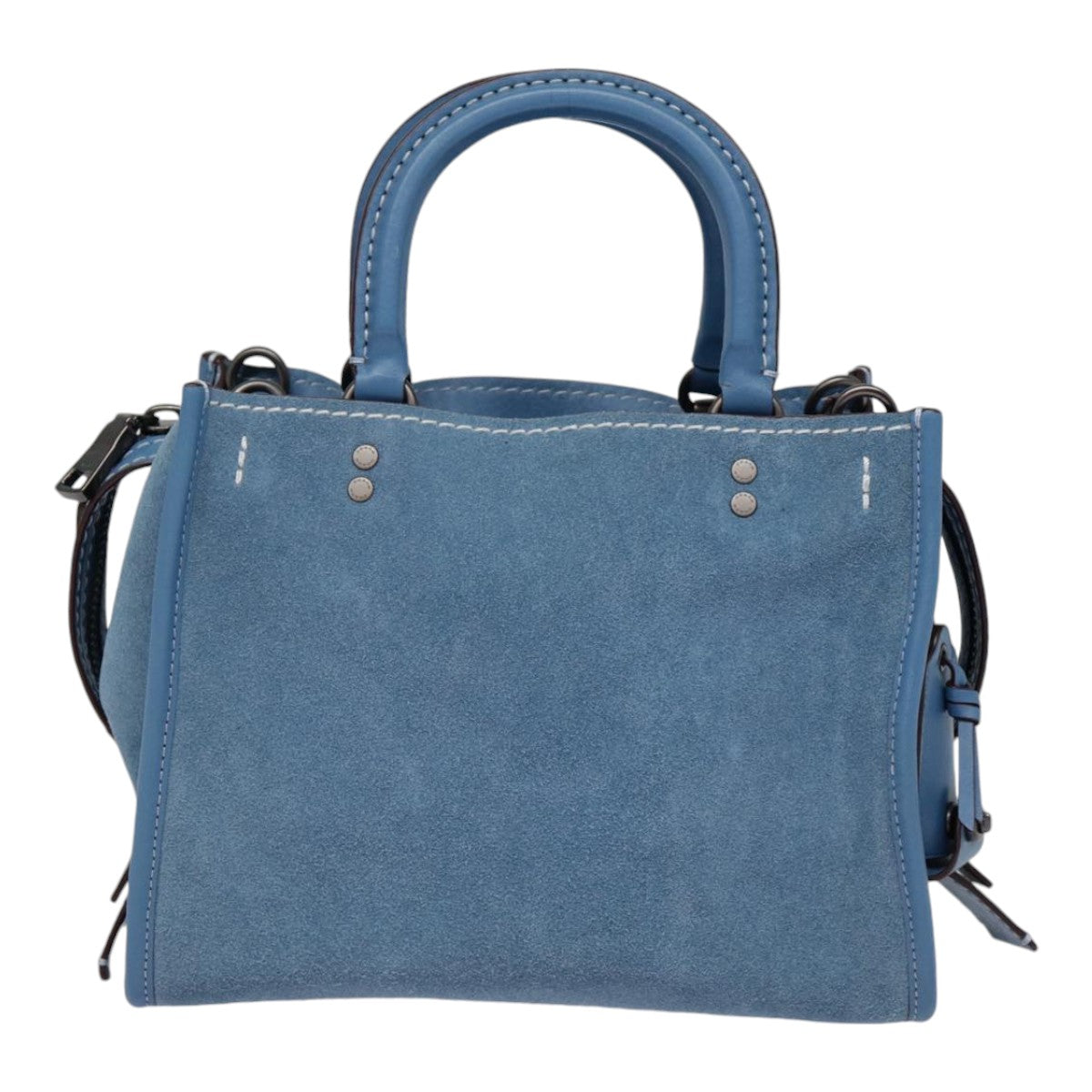 Coach Hand Bag Suede 2way Blue Auth 88980