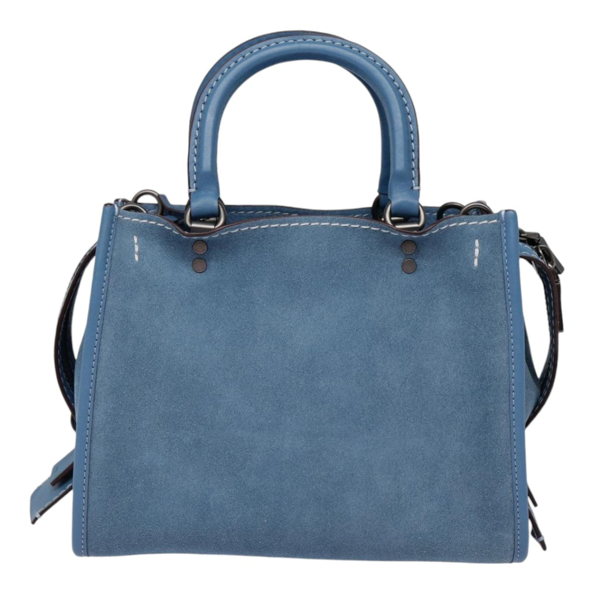 Coach Hand Bag Suede 2way Blue Auth 88980 - 0