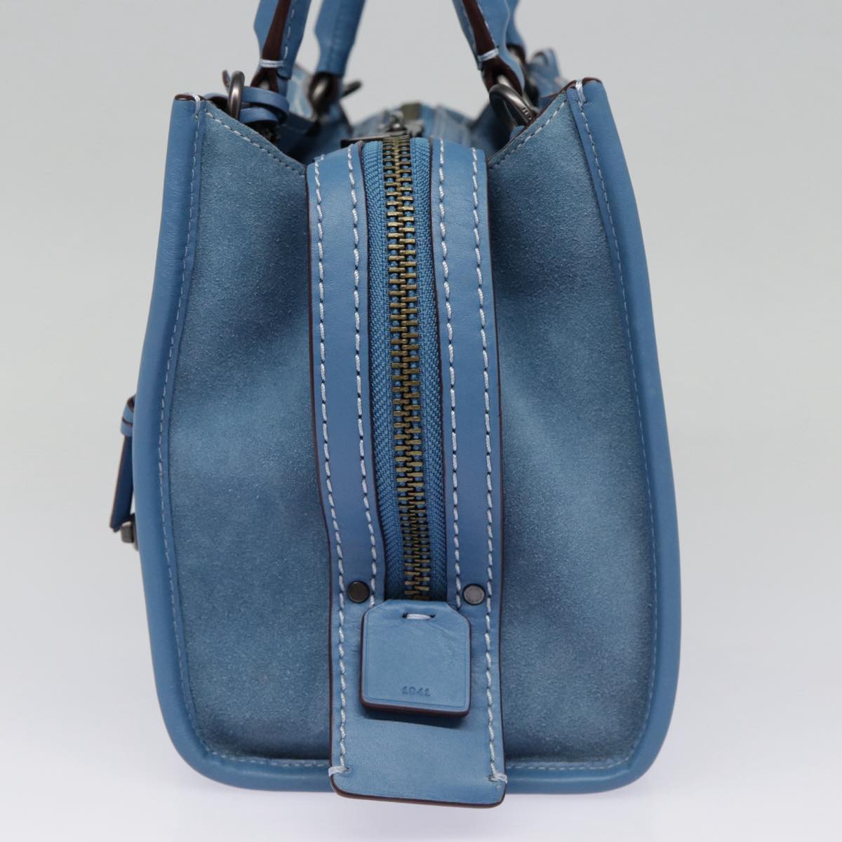 Coach Hand Bag Suede 2way Blue Auth 88980