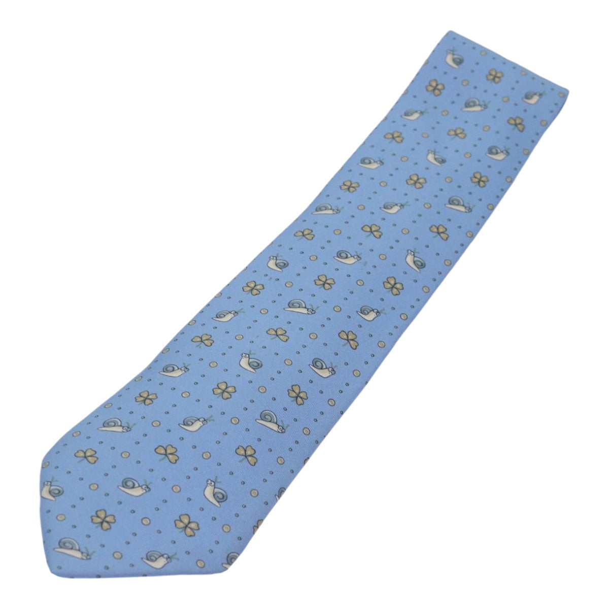 HERMES Necktie Silk Light Blue Auth 89007