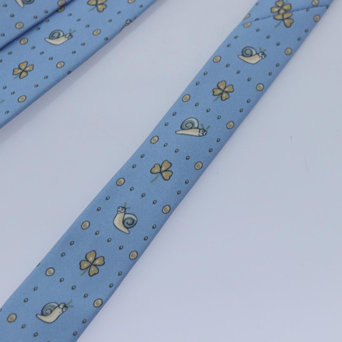 HERMES Necktie Silk Light Blue Auth 89007