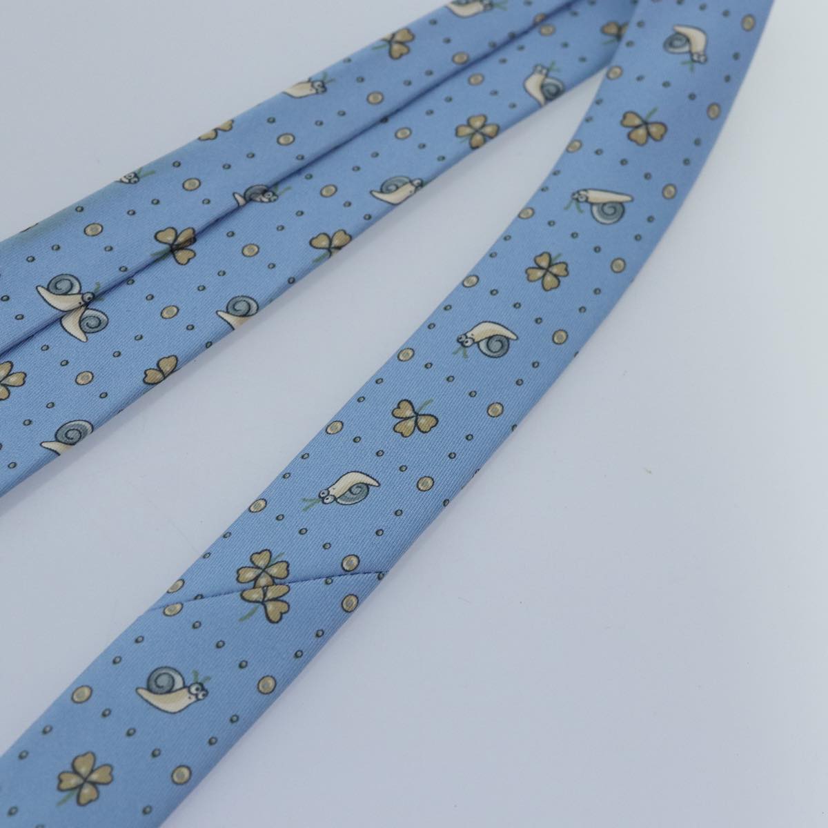 HERMES Necktie Silk Light Blue Auth 89007