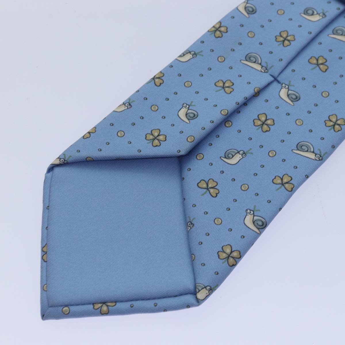 HERMES Necktie Silk Light Blue Auth 89007