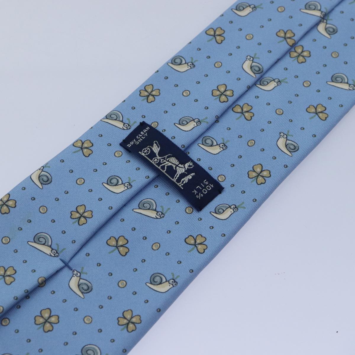 HERMES Necktie Silk Light Blue Auth 89007