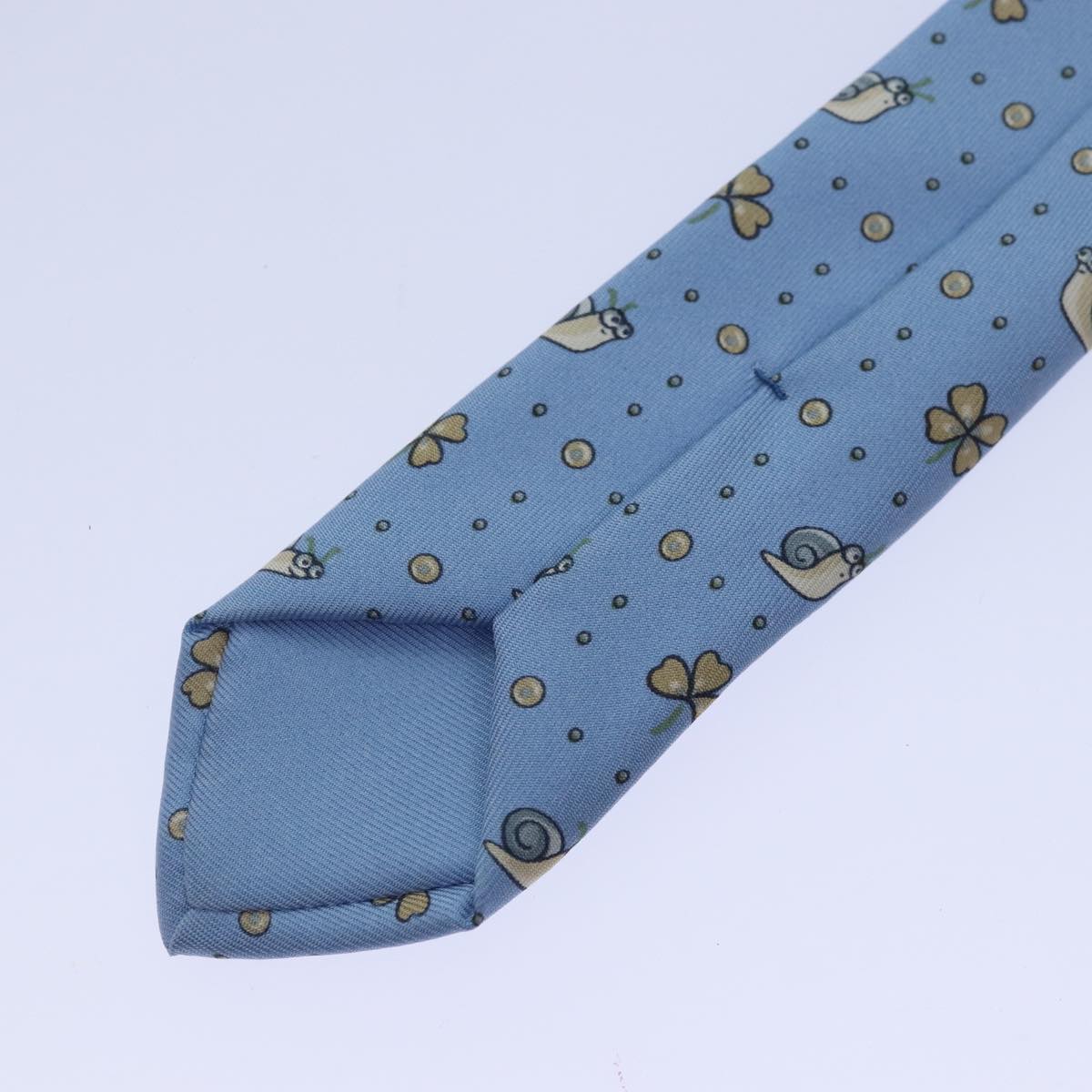 HERMES Necktie Silk Light Blue Auth 89007