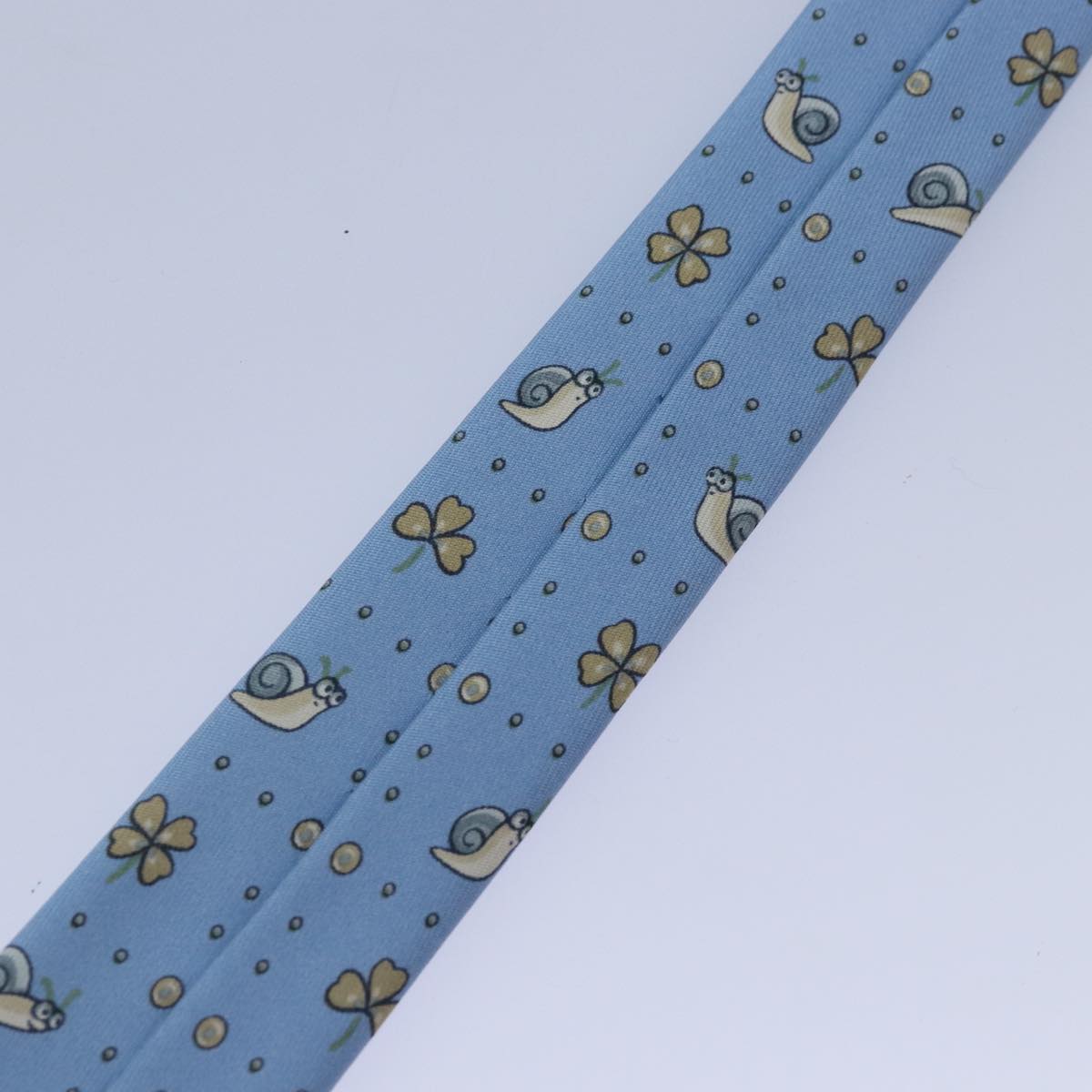 HERMES Necktie Silk Light Blue Auth 89007