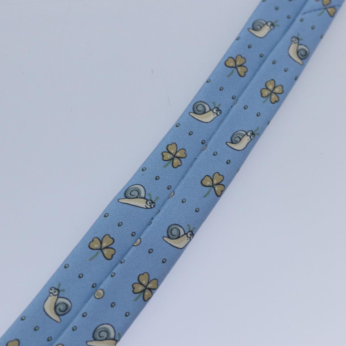 HERMES Necktie Silk Light Blue Auth 89007