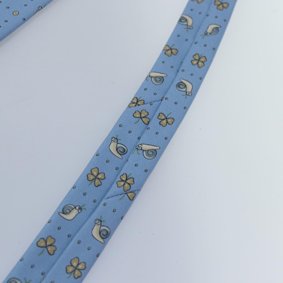 HERMES Necktie Silk Light Blue Auth 89007