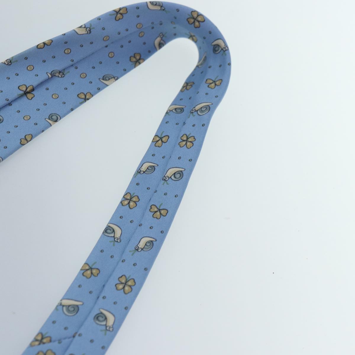 HERMES Necktie Silk Light Blue Auth 89007