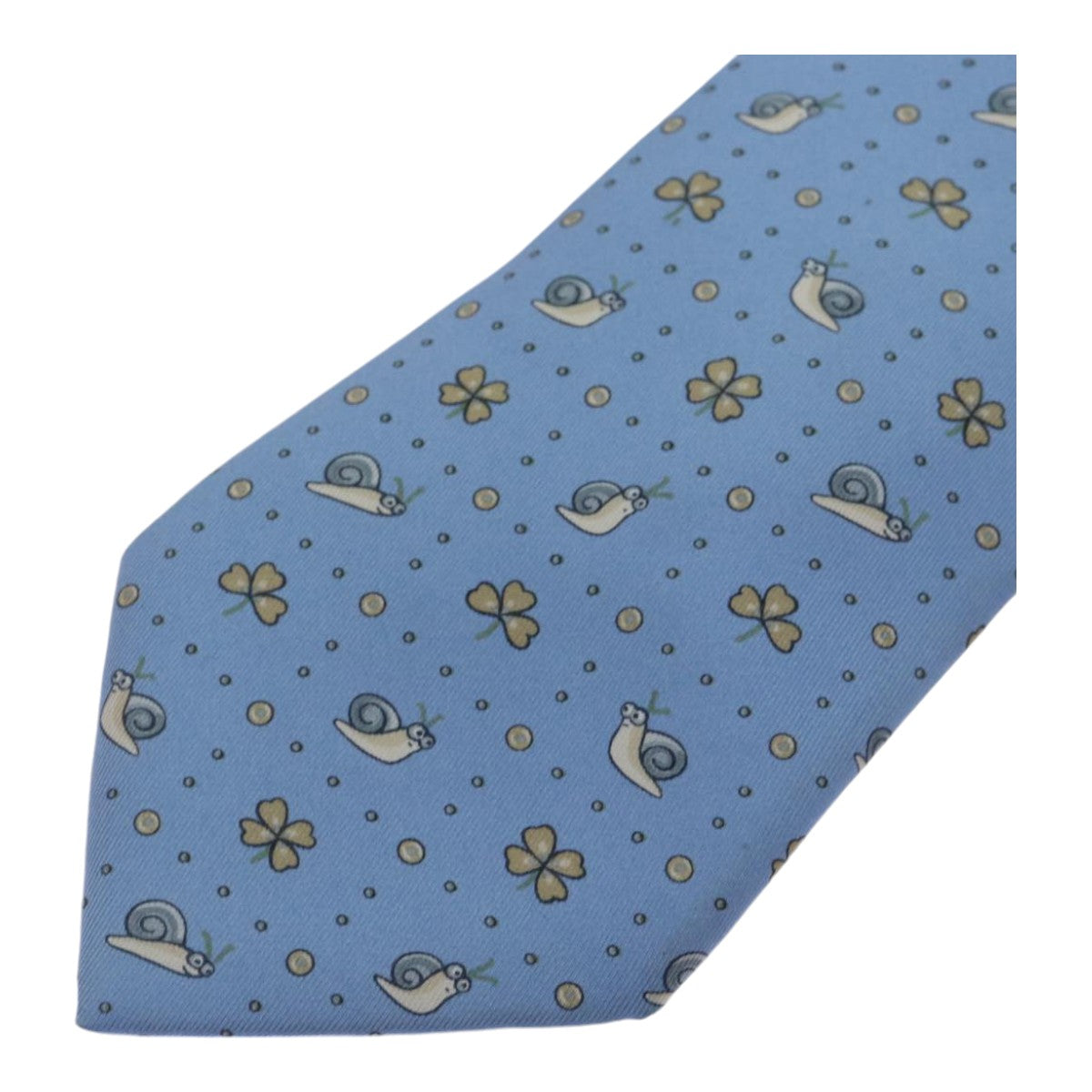 HERMES Necktie Silk Light Blue Auth 89007