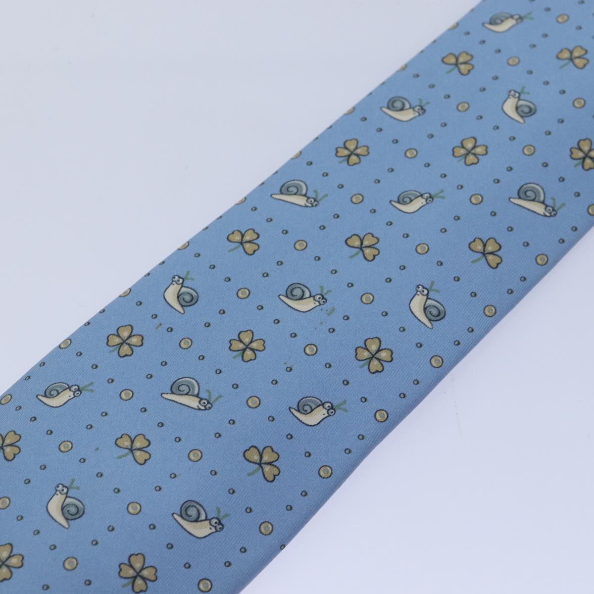 HERMES Necktie Silk Light Blue Auth 89007