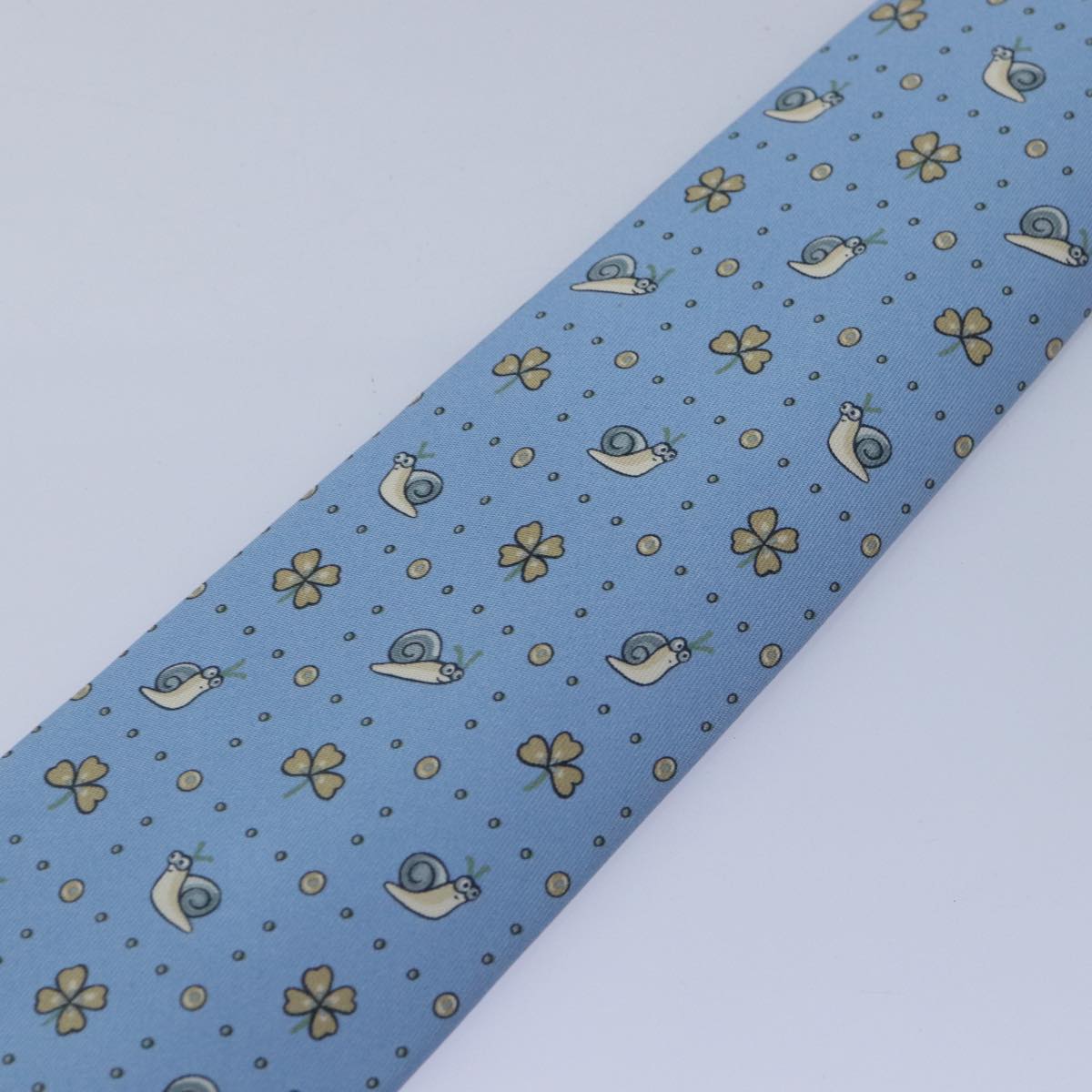 HERMES Necktie Silk Light Blue Auth 89007