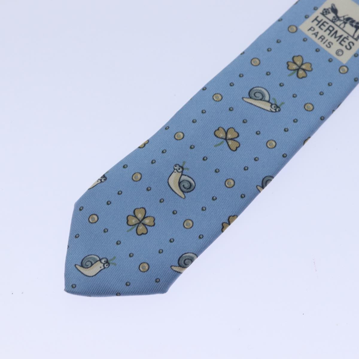 HERMES Necktie Silk Light Blue Auth 89007