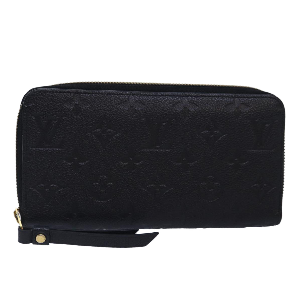 LOUIS VUITTON Monogram Empreinte Zippy Wallet Black M61864 LV Auth 89010A