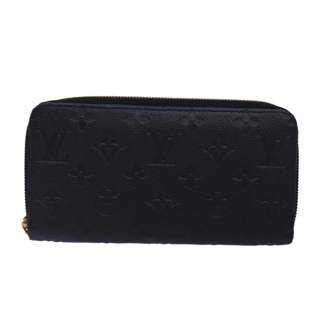 LOUIS VUITTON Monogram Empreinte Zippy Wallet Black M61864 LV Auth 89010A