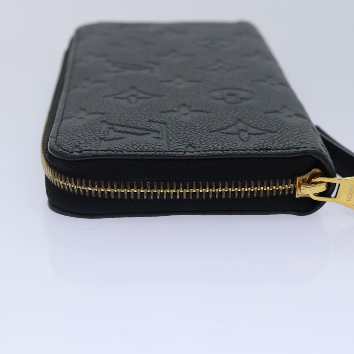 LOUIS VUITTON Monogram Empreinte Zippy Wallet Black M61864 LV Auth 89010A