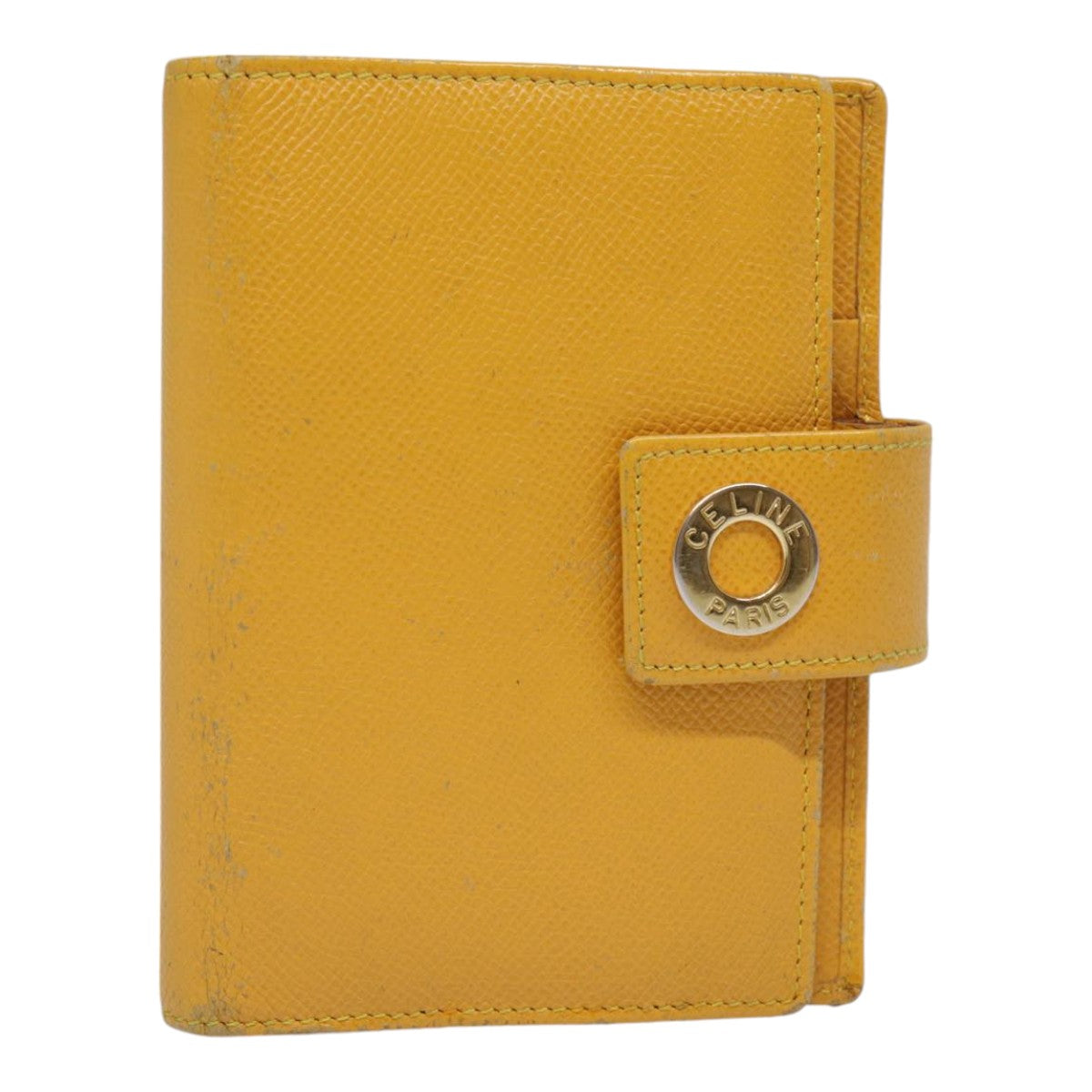 CELINE Day Planner Cover Leather Yellow Gold Auth 89011