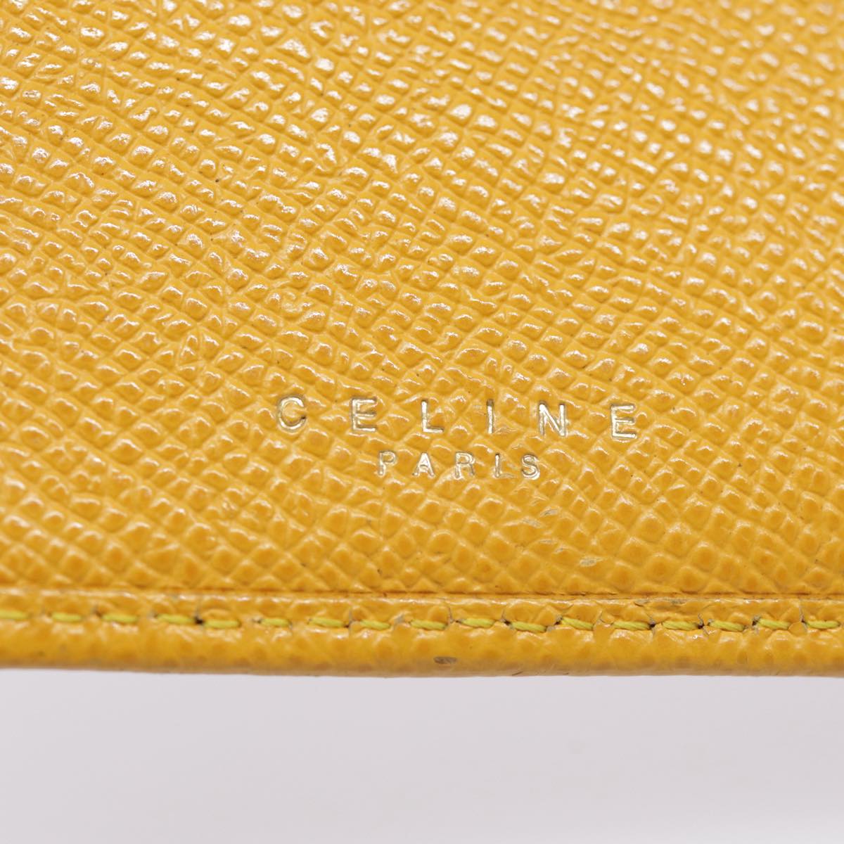 CELINE Day Planner Cover Leather Yellow Gold Auth 89011