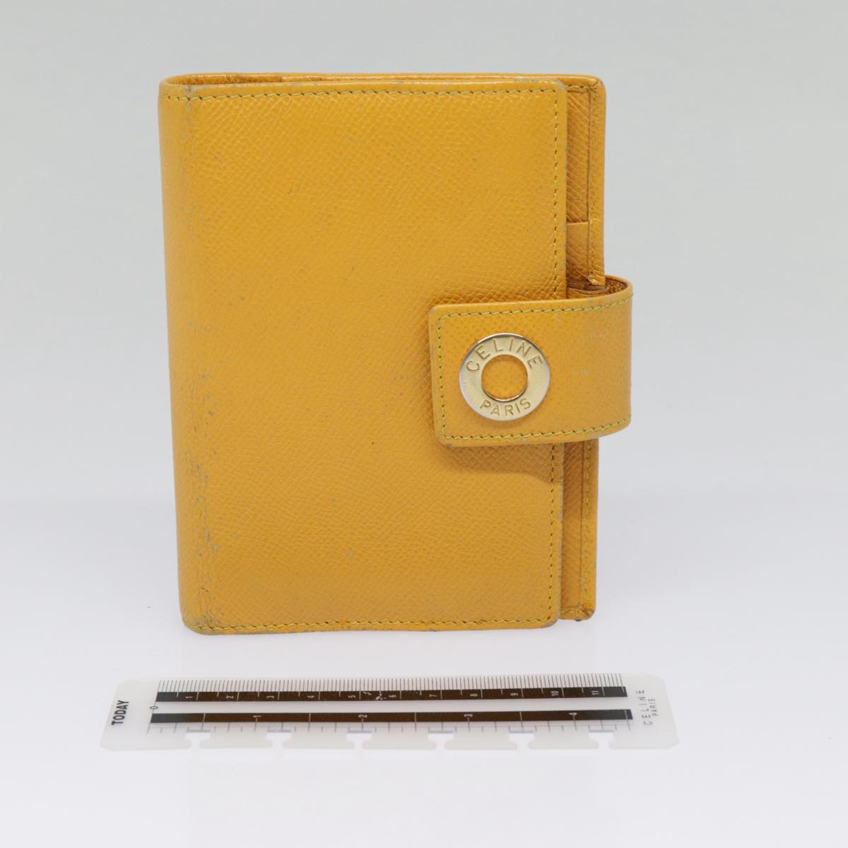 CELINE Day Planner Cover Leather Yellow Gold Auth 89011