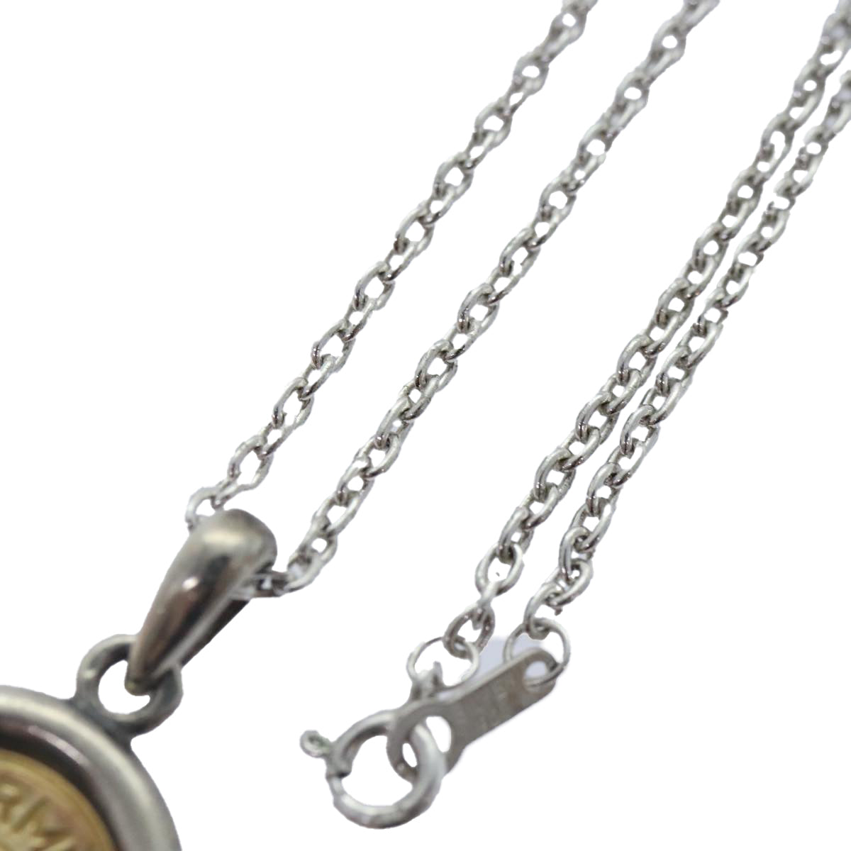 HERMES Serie Necklace Ag925 K18 Silver Gold Auth 89015