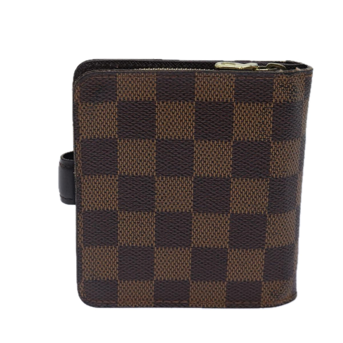 LOUIS VUITTON Damier Ebene Compact Zip Wallet N61668 LV Auth 89019 - 0