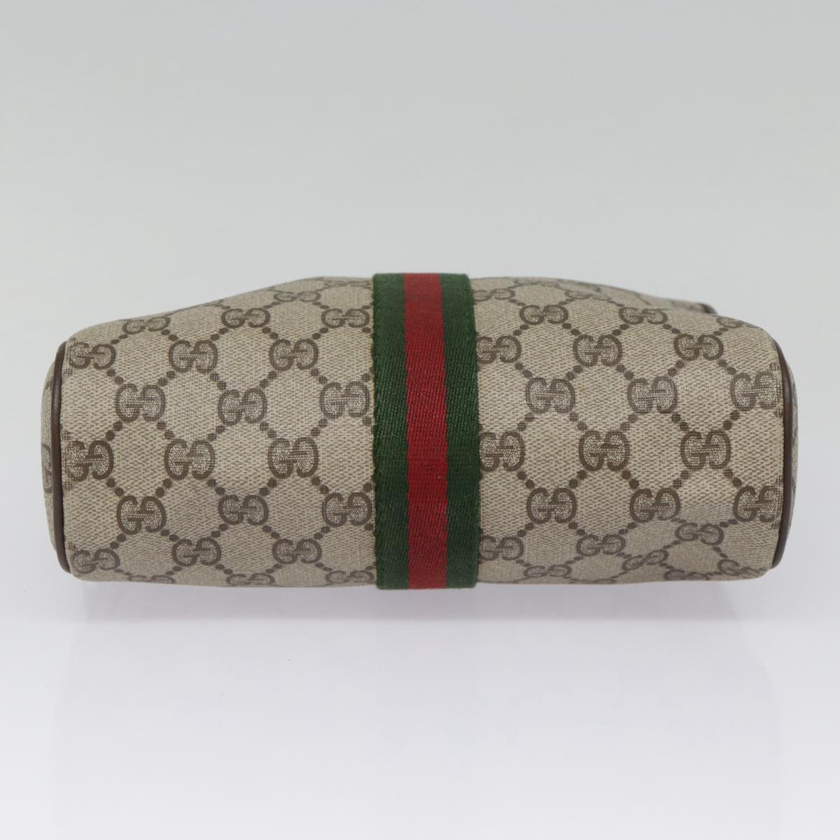 GUCCI GG Supreme Web Sherry Line Clutch Bag PVC Beige Red 89 01 012 Auth 89027