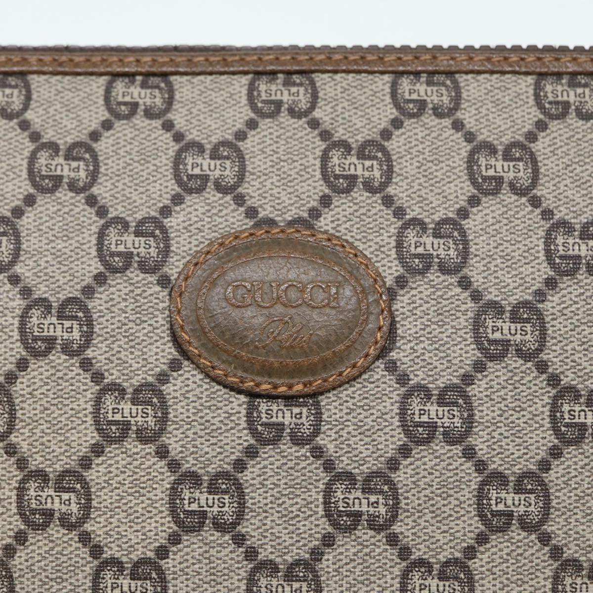 GUCCI GG Plus Supreme Clutch Bag PVC Beige Auth 89034