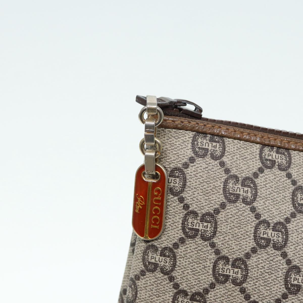 GUCCI GG Plus Supreme Clutch Bag PVC Beige Auth 89034