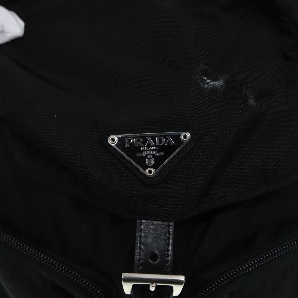 PRADA Backpack Nylon Black Silver Auth 89036