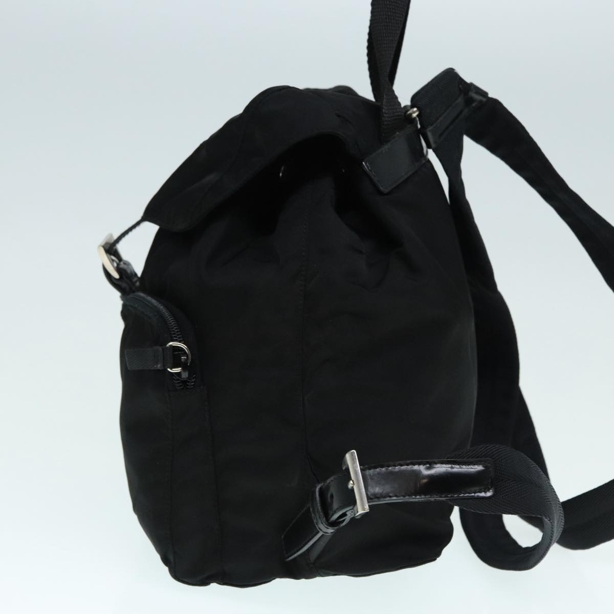 PRADA Backpack Nylon Black Silver Auth 89036