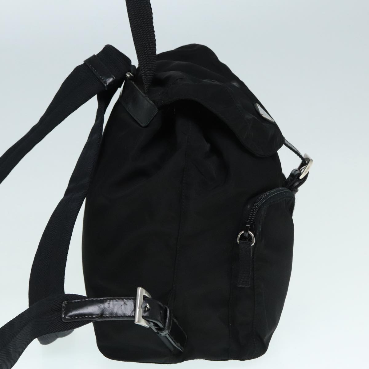 PRADA Backpack Nylon Black Silver Auth 89036