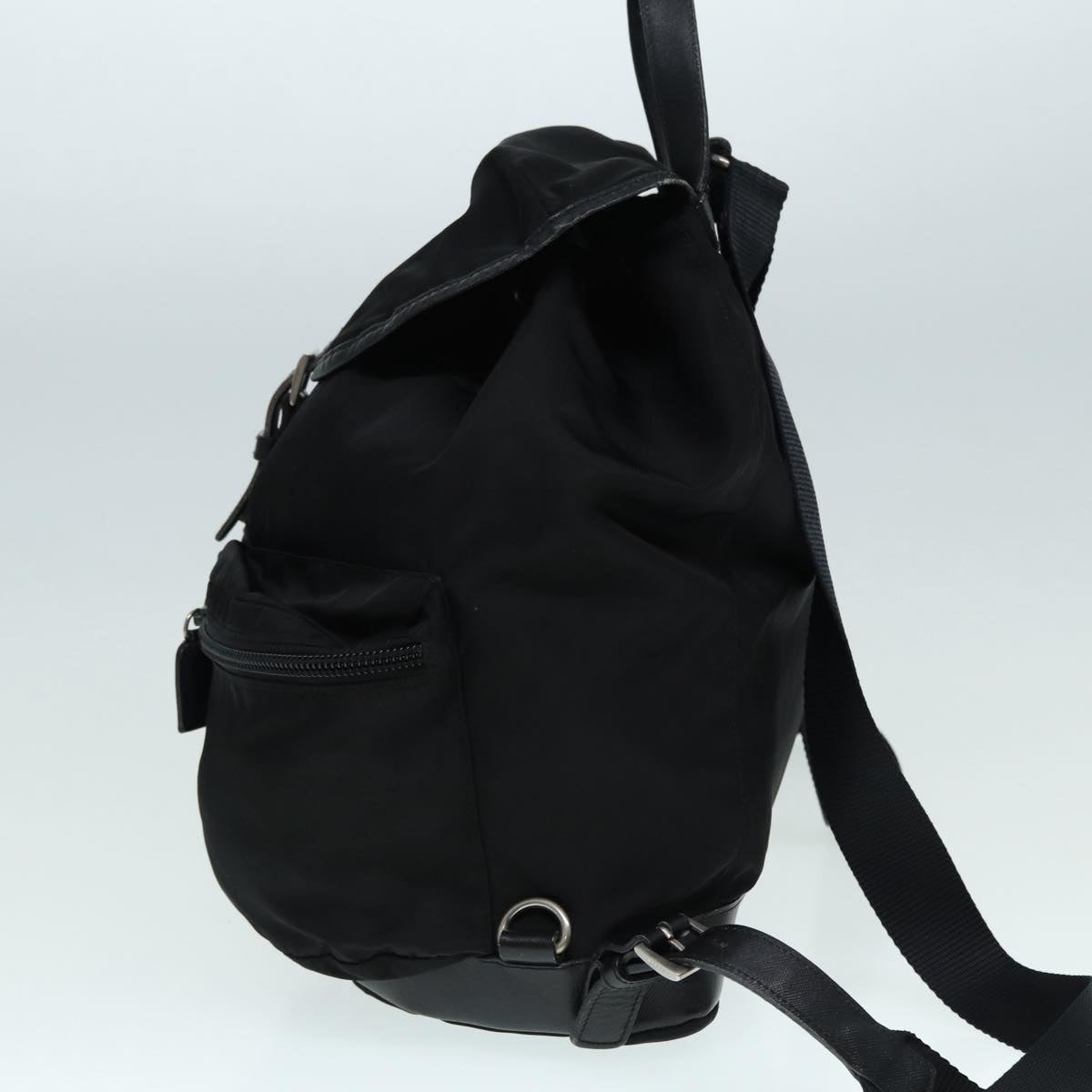 PRADA Backpack Nylon Black Silver Auth 89040