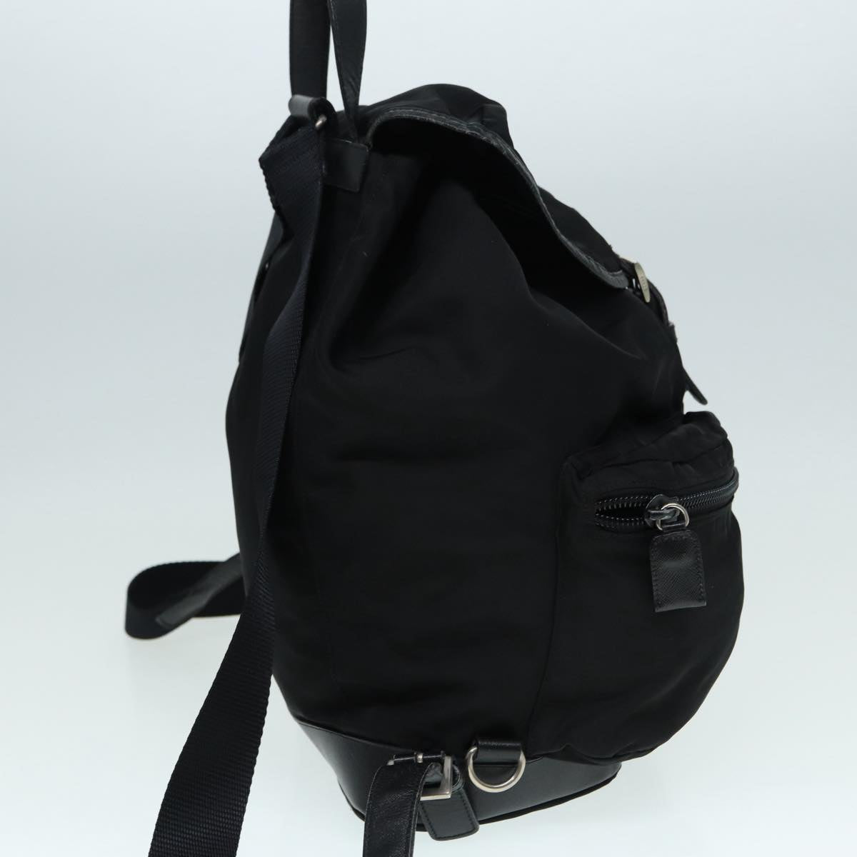 PRADA Backpack Nylon Black Silver Auth 89040