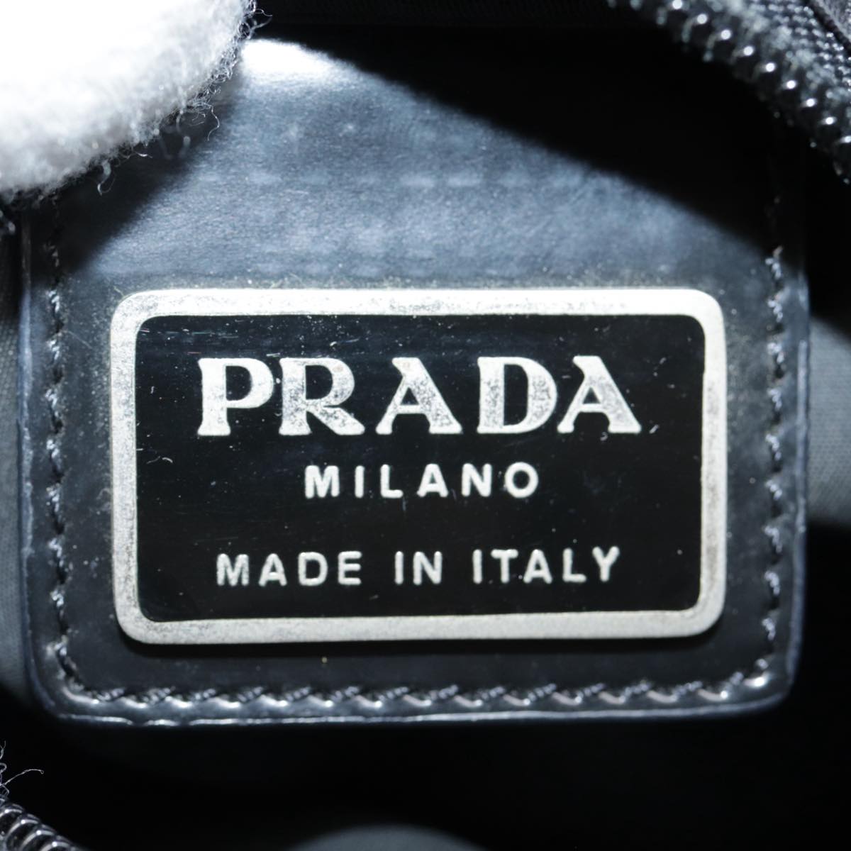 PRADA Shoulder Bag Nylon Black Silver Auth 89042