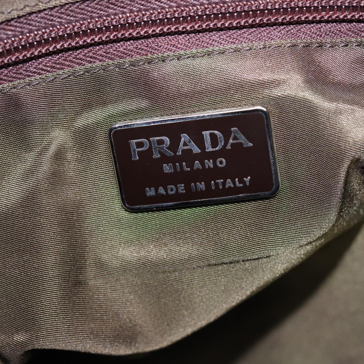 PRADA Shoulder Bag Nylon Leather Green Auth 89043