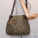 PRADA Shoulder Bag Nylon Leather Green Auth 89043-20