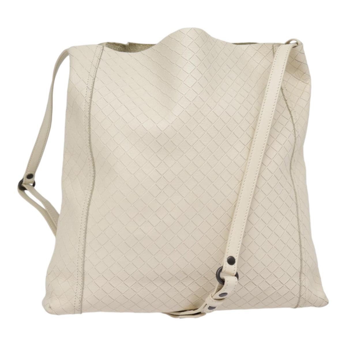 BOTTEGA VENETA Shoulder Bag Leather White Auth 89047