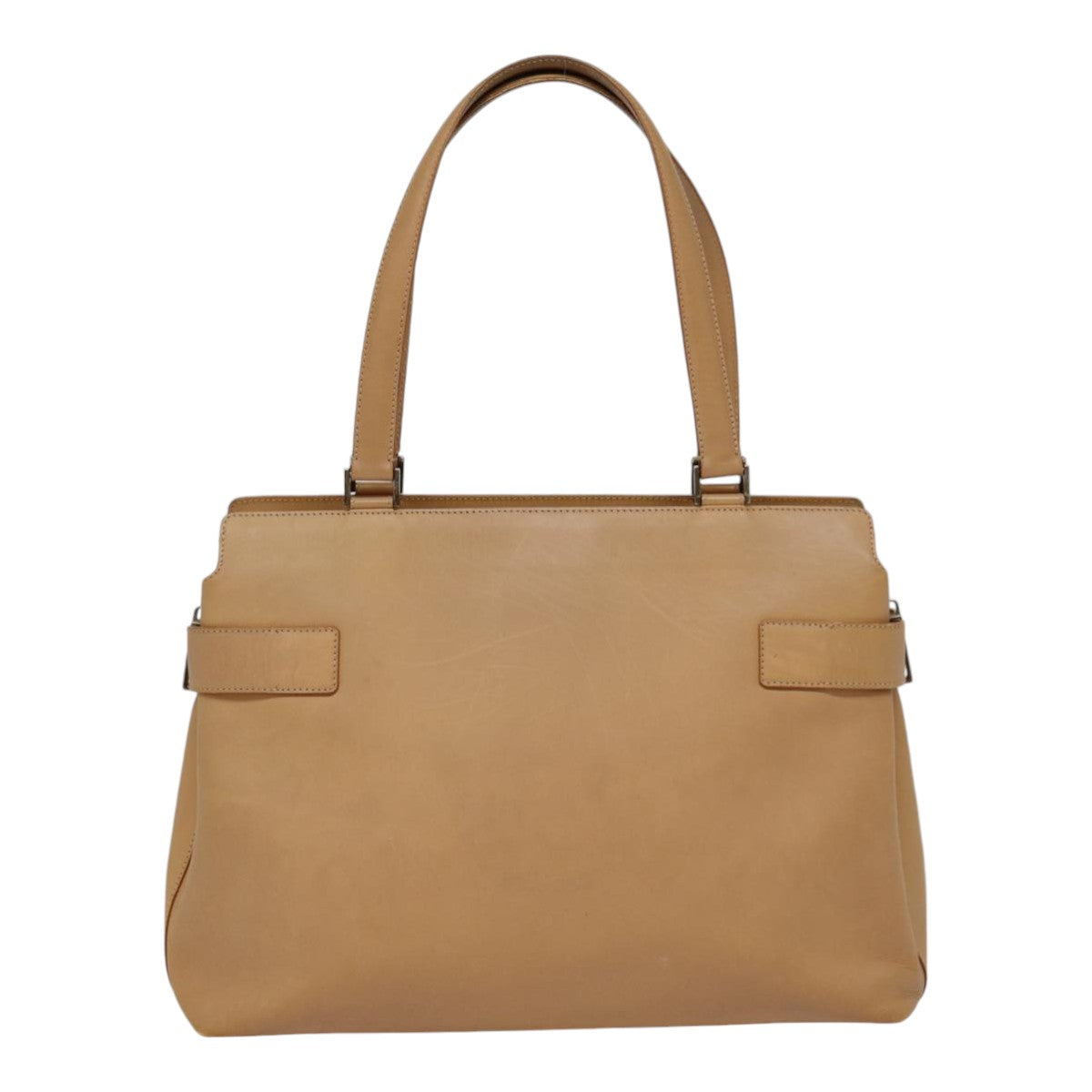 Salvatore Ferragamo Gancini Tote Bag Leather Beige Auth 89049