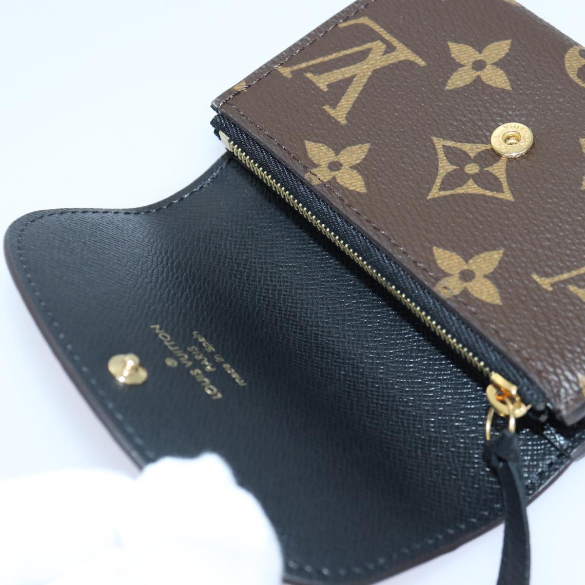 LOUIS VUITTON Monogram Reverse Porte Monnaie Rosary Purse M82333 LV Auth 89054A