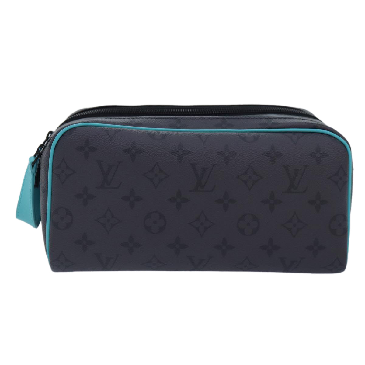 LOUIS VUITTON Monogram Eclipse Reverse Dopp Kit Bag Turquoise M11482 Auth 89059SA