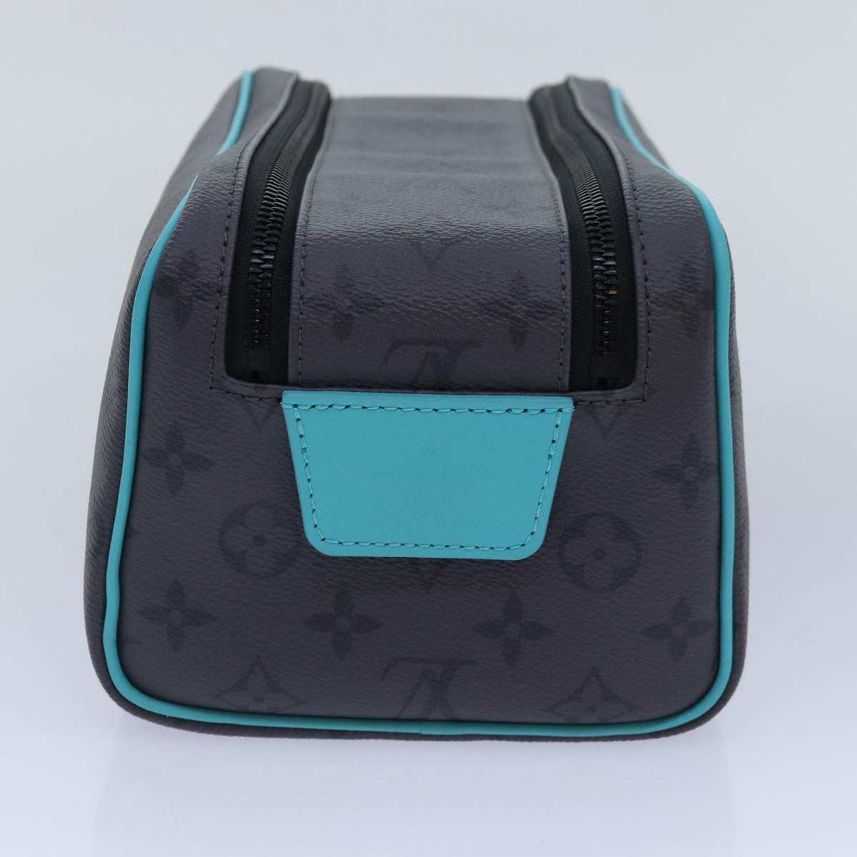 LOUIS VUITTON Monogram Eclipse Reverse Dopp Kit Bag Turquoise M11482 Auth 89059SA