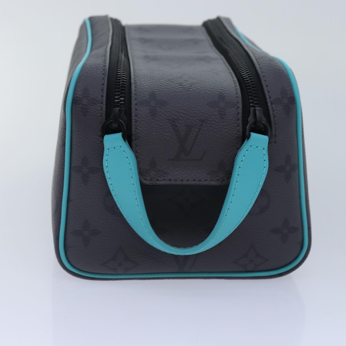 LOUIS VUITTON Monogram Eclipse Reverse Dopp Kit Bag Turquoise M11482 Auth 89059SA