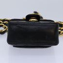 CHANEL Mini Mini Matelasse Chain Pouch Lamb Skin Black Gold CC Auth 89068A-5