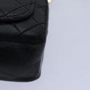 CHANEL Mini Mini Matelasse Chain Pouch Lamb Skin Black Gold CC Auth 89068A-18