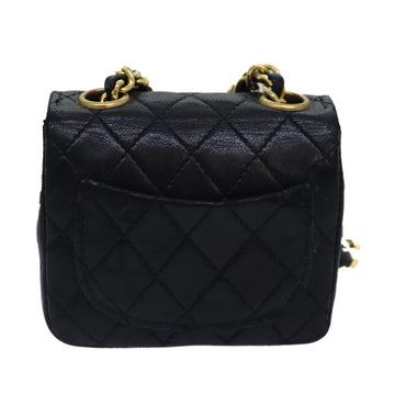 CHANEL Mini Mini Matelasse Chain Pouch Lamb Skin Black Gold CC Auth 89068V - 0