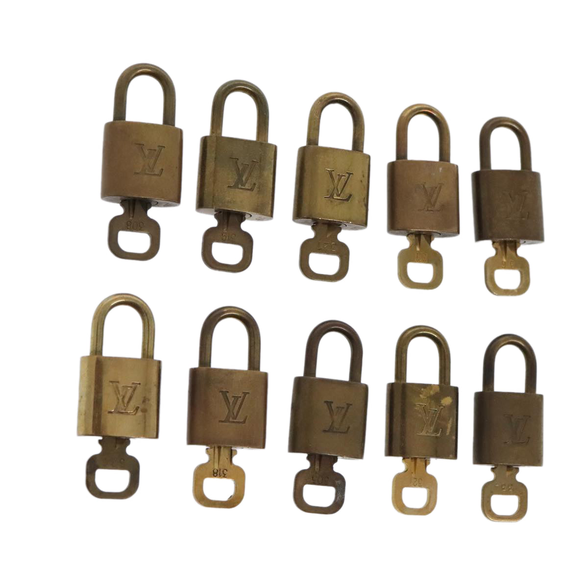 LOUIS VUITTON Padlock 10set metal Gold Tone LV Auth 89069