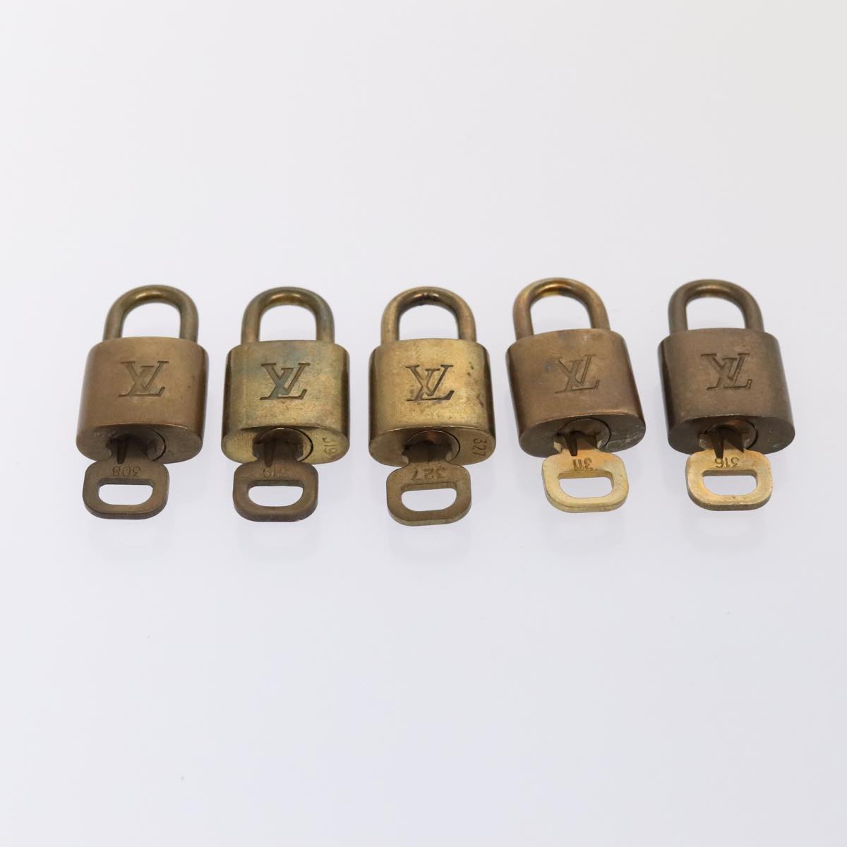 LOUIS VUITTON Padlock 10set metal Gold Tone LV Auth 89069