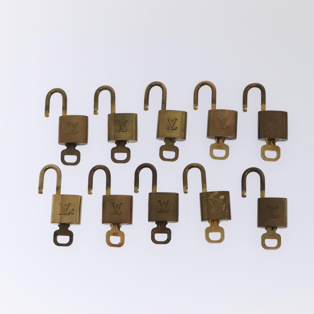 LOUIS VUITTON Padlock 10set metal Gold Tone LV Auth 89069