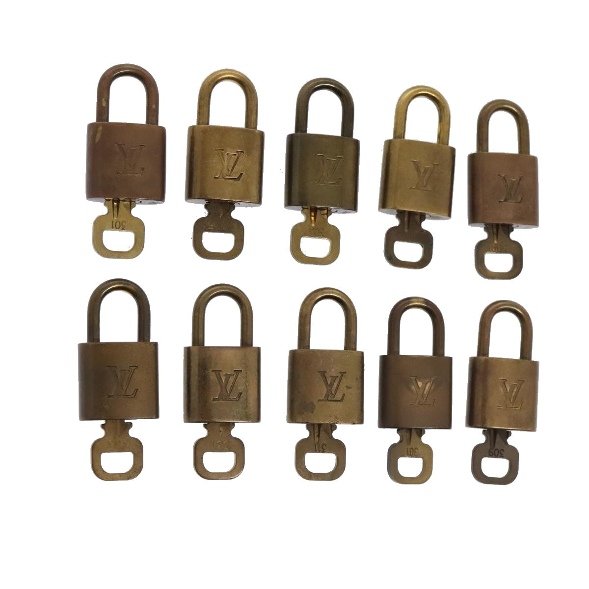 LOUIS VUITTON Padlock 10set metal Gold Tone LV Auth 89070